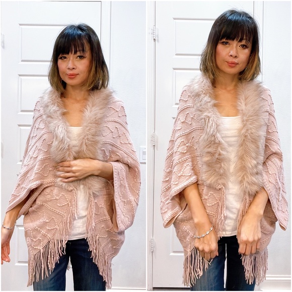 08 Cozy Vegan Fur Tassel Hem Open Front Cardigan Luxe - Picture 5 of 8